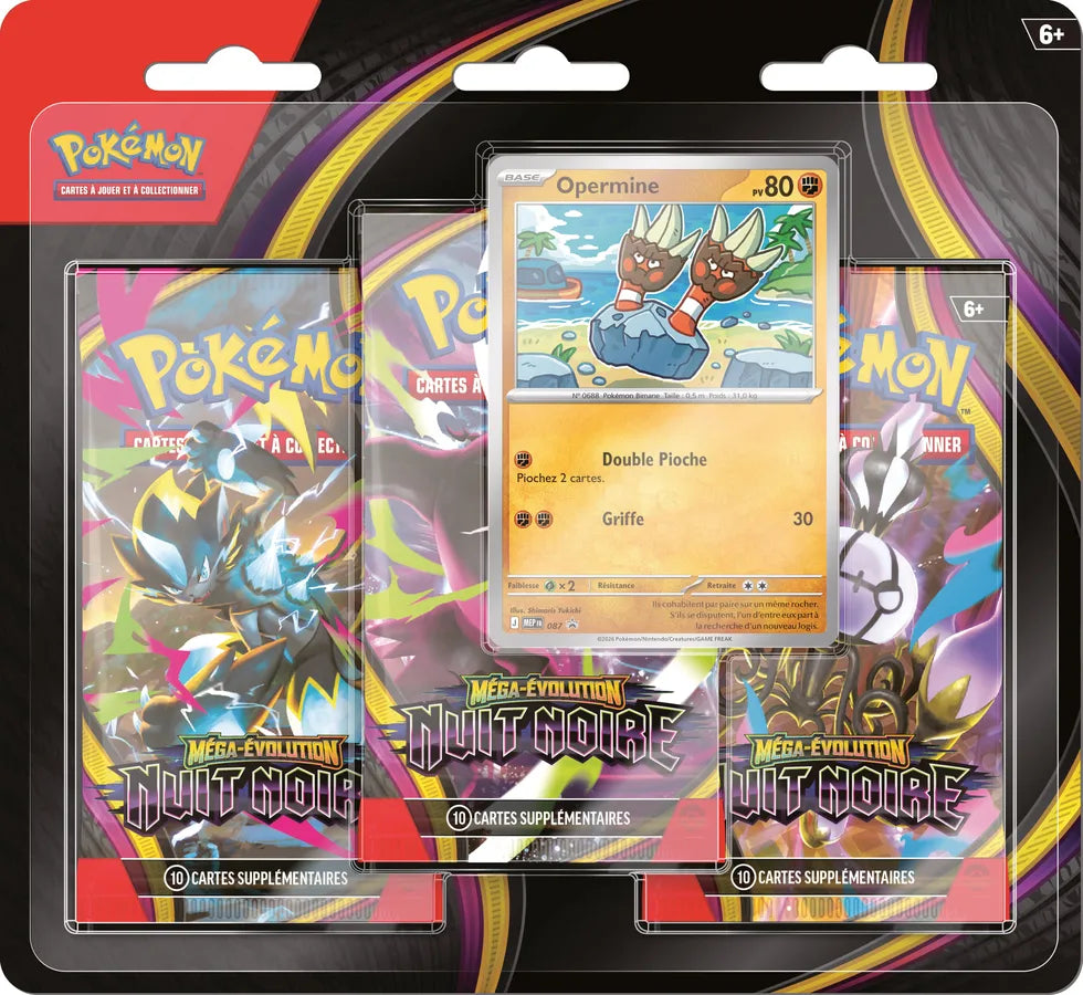 Pack de 3 Boosters sous blister Méga-Évolution - ME05 Nuit Noire