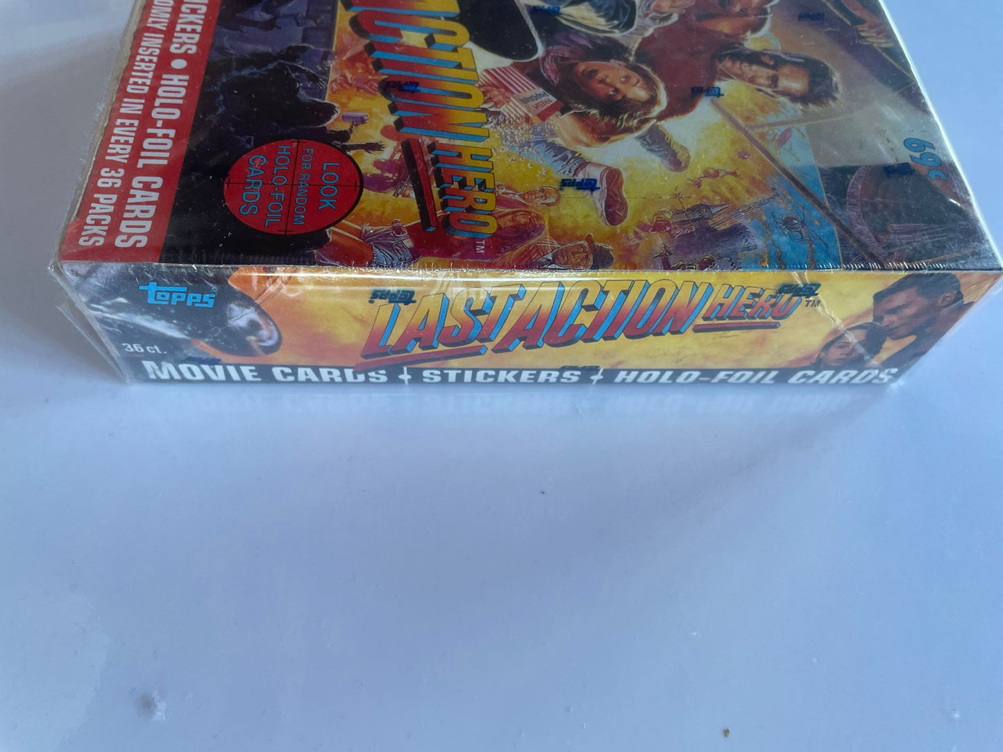 1993 Last Action Hero – Movie Cards, Stickers & Holo Foil Cards – Boîte complète scellée 36 packs + Bubble Gum
