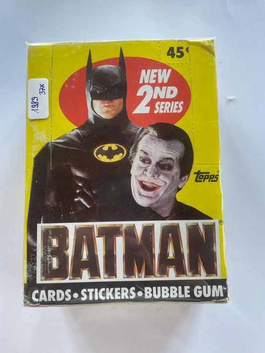 1989 Batman – 2nd Series Trading Cards – Boîte complète scellée 37 packs + Bubble Gum