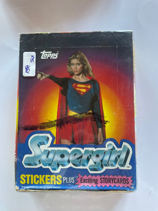 1984 Supergirl – Stickers & Exciting Story Cards – Boîte complète 36 packs scellés + Bubble Gum