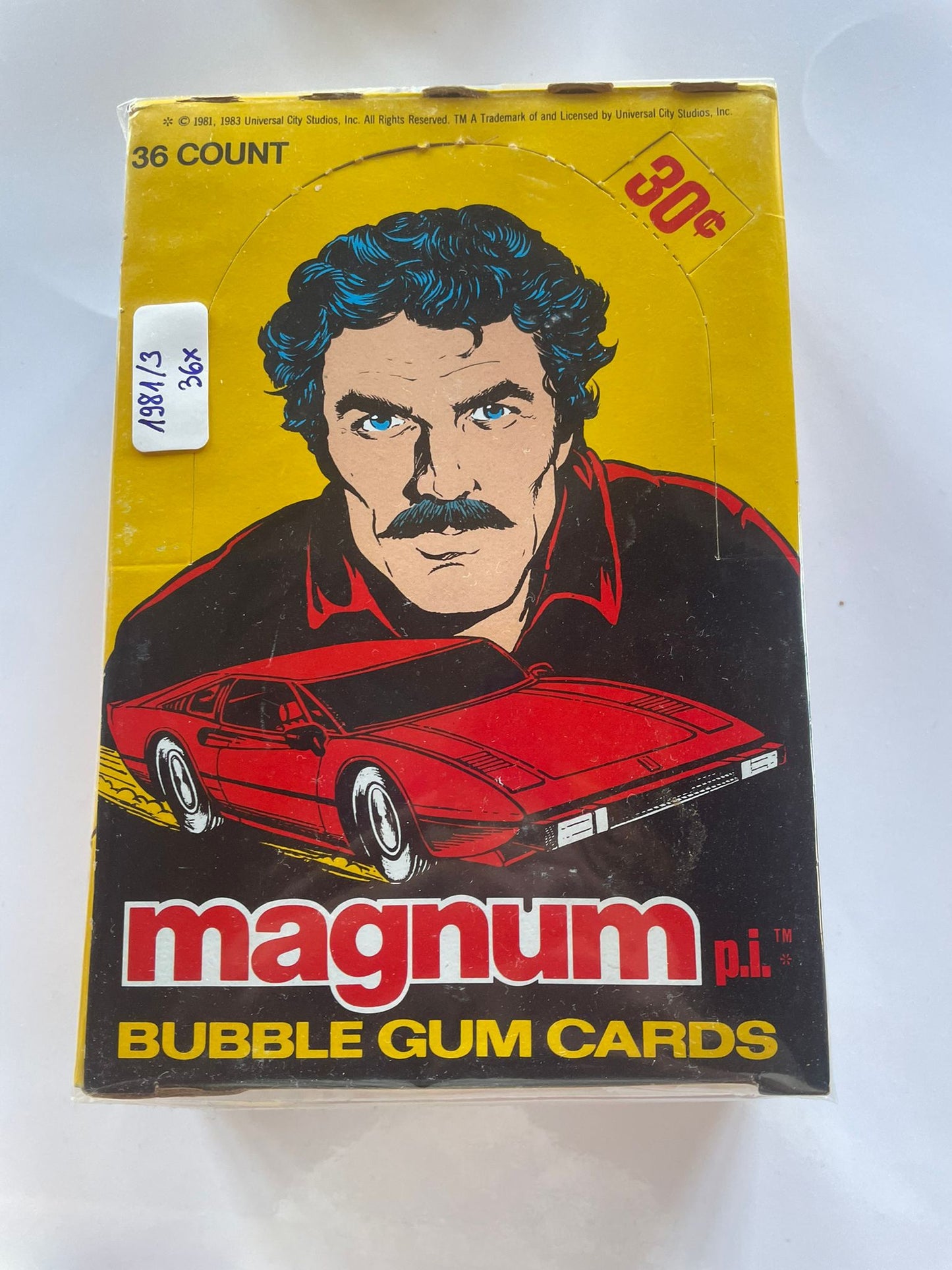 1981 Magnum P.I. Bubble Gum Cards – Boîte complète 36 packs scellés + Bubble Gum