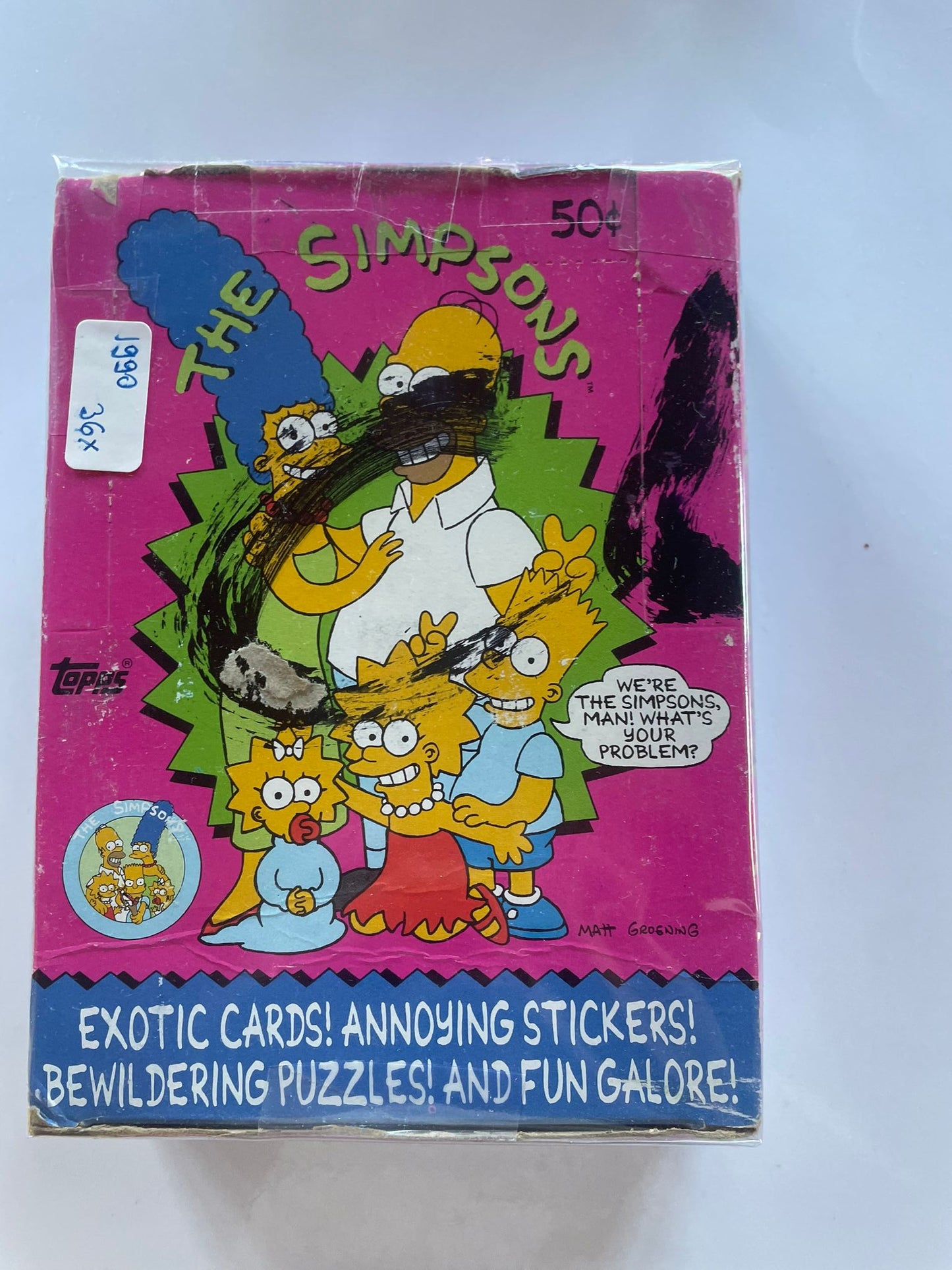 1990 Topps The Simpsons – Movie/TV Photo Cards – Boîte complète 36 packs scellés