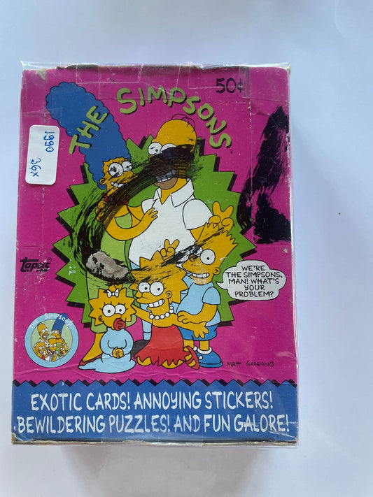1990 Topps The Simpsons – Movie/TV Photo Cards – Boîte complète 36 packs scellés