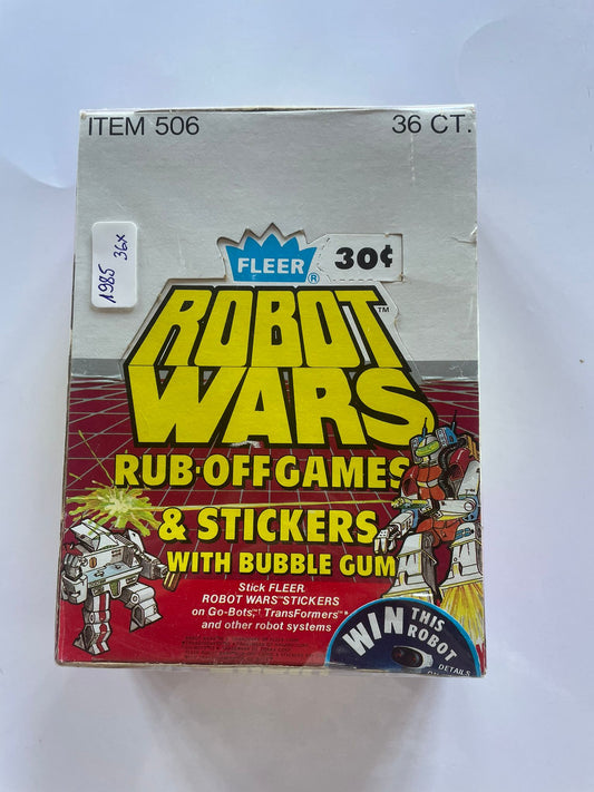 36x Packs Fleer Robot War (1985) – Rub-Off Game Stickers & Bubble Gum Vintage