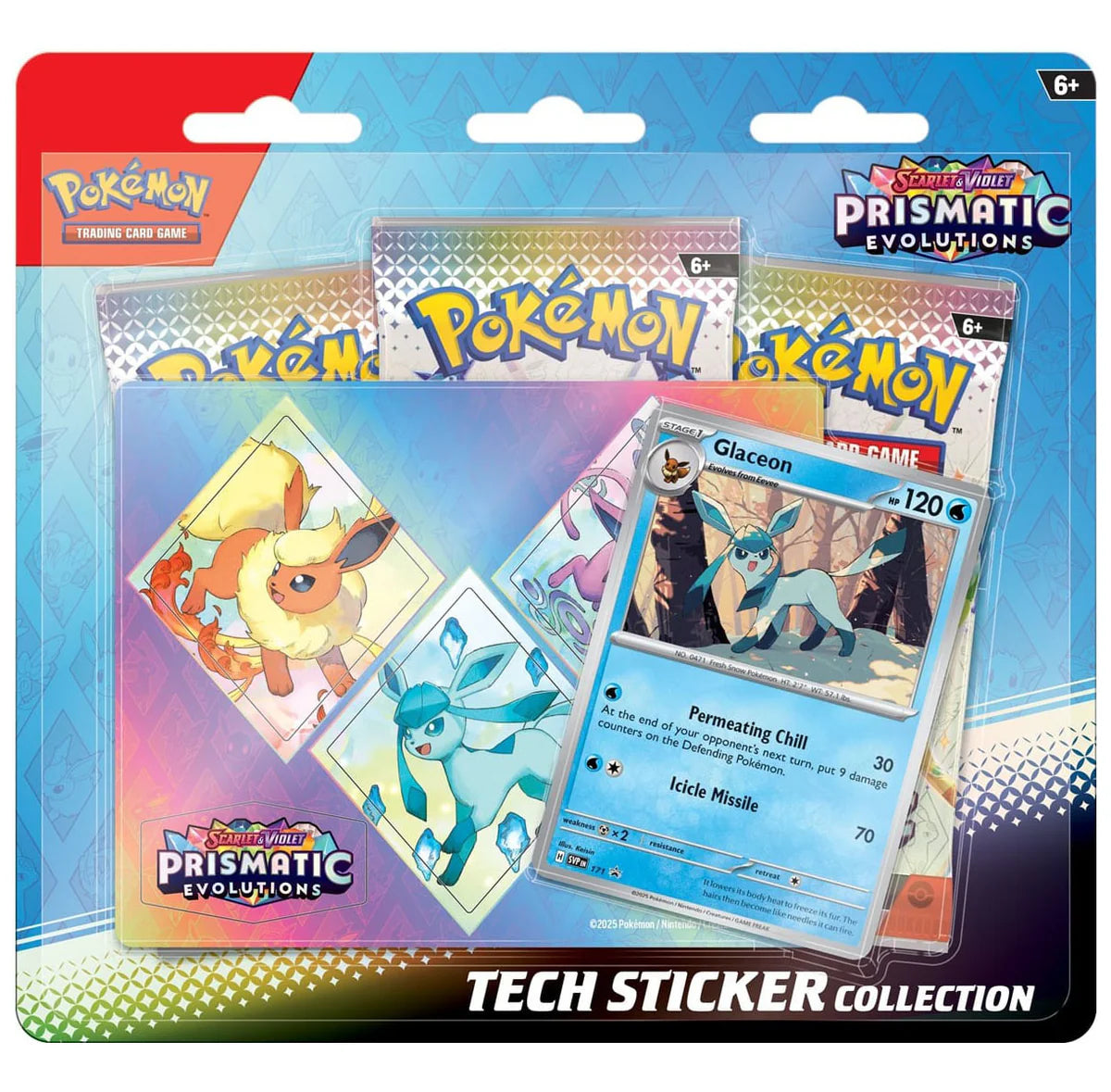 Booster Pokémon SV08.5 Prismatic Evolutions – Tech Sticker Glaceon – Anglais, Neuf & Scellé
