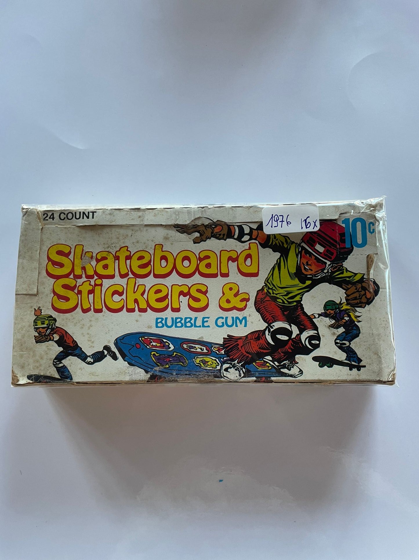 1976 Donruss Skateboard Stickers & Bubble Gum – 16 paquets – Vintage Wax Box